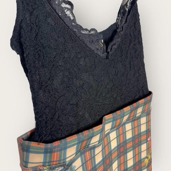 ZARA Floral Check Lace Bodycon Dress | Small | Black Dark Floral Preppy Grunge - Picture 7 of 9